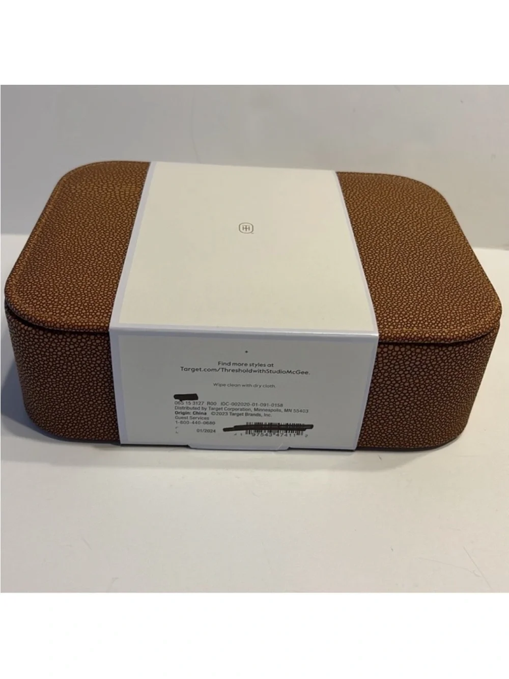 Threshold Lidded Brown Faux Leather Boc